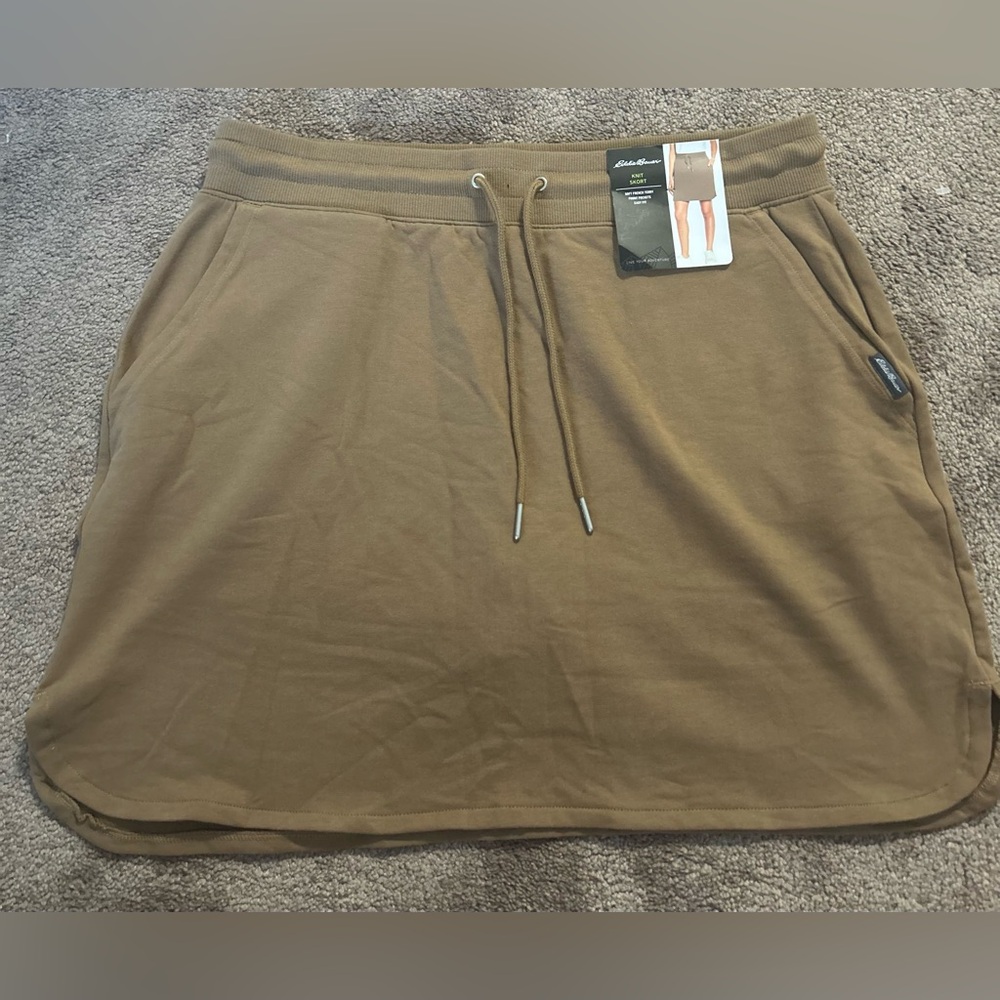Women’s Eddie Bauer French Terry Knit Tan Skort NWT Size Large